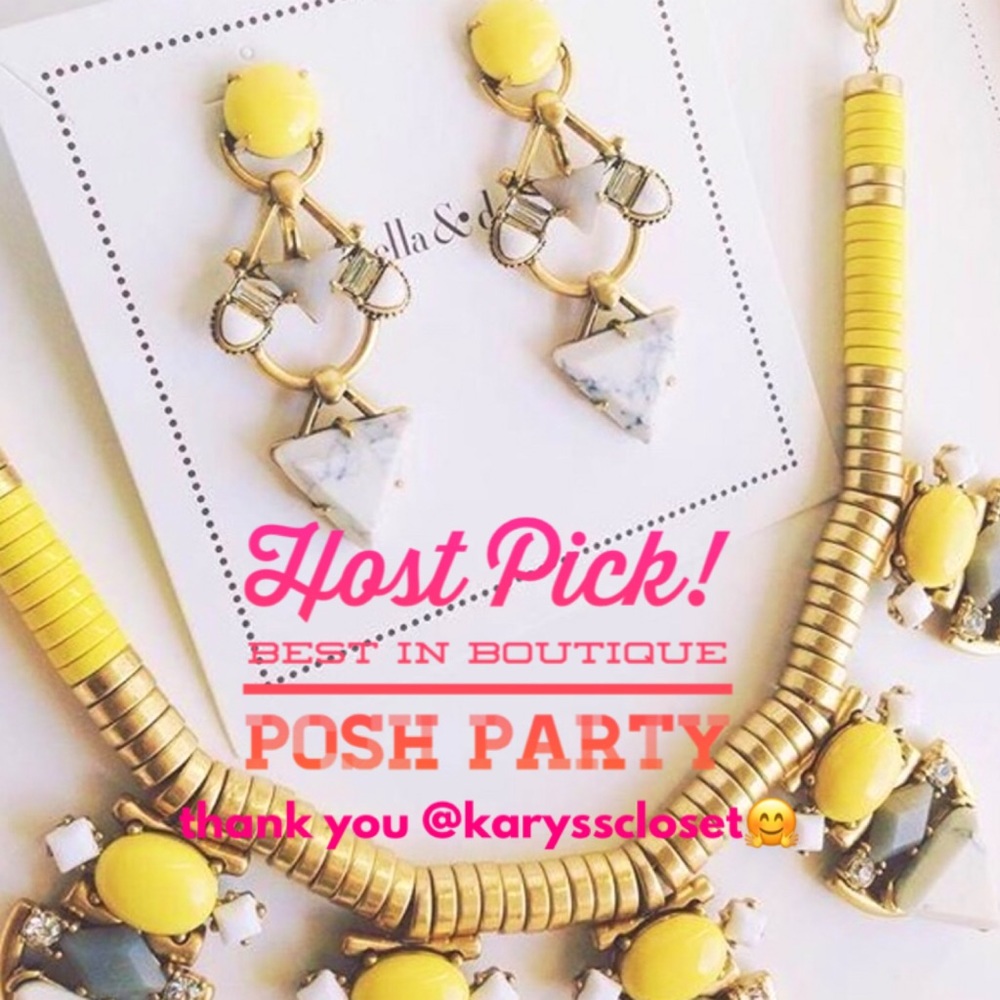 Stella & Dot | Sunshine Yellow+Gray🌞🐺⛅️Pavilion Chandelier Earrings [3in…